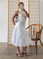Cascades Low Rise Midi Skirt White