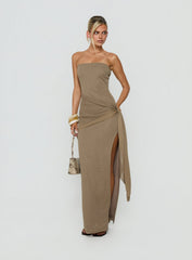 Analeah Strapless Maxi Dress Brown