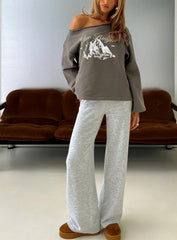 Bekki Wide Leg Knit Pant Grey Marle
