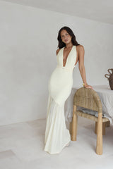 Ocean Winds Halter Maxi Dress Yellow