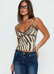Brianda Lace Trim Cami Top Multi Zebra
