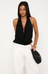 Bright Intentions Cowl Halter Top Black