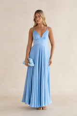 Ray Of Sunlight Plisse Satin Maxi Dress Blue