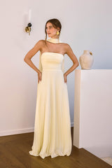 Rosewater Roads Strapless Maxi Dress Yellow