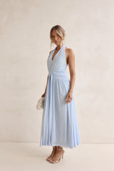Robin Mesh Halter Maxi Dress Blue