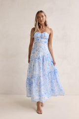 Ocean Blue Strapless Maxi Dress Blue