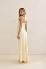 Charm Of Yours Satin Halter Maxi Dress Yellow