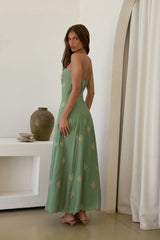 Swept Away Strapless Maxi Dress Green