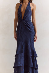 Heartbeat Haze Halter Maxi Dress Navy