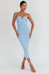 Real Talk Sweetheart Neckline Midi Dress Blue