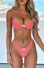 Beachside Bikini Top Red Gingham