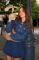 Ayla Denim Mini Skort Dark Blue
