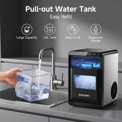 Portable Nugget Ice Maker – Compact Countertop Ice Maker Producing Soft Chewable Ice for Home & Events