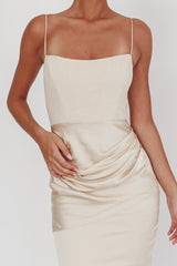 Morella Draped Waist Maxi Dress Champagne