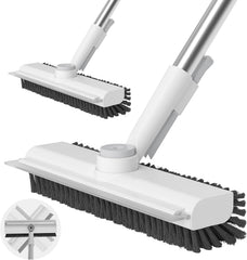 AIR U+ Floor Scrub Brush with Long Handle, 3-in-1 Rotating Head & Squeegee