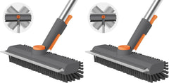 AIR U+ Floor Scrub Brush with Long Handle, 3-in-1 Rotating Head & Squeegee