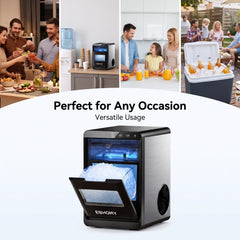 Portable Nugget Ice Maker – Compact Countertop Ice Maker Producing Soft Chewable Ice for Home & Events