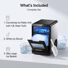 Portable Nugget Ice Maker – Compact Countertop Ice Maker Producing Soft Chewable Ice for Home & Events