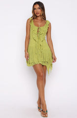 Always Us Lace Mini Dress Chartreuse