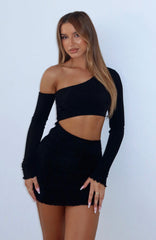 Cashing Out Long Sleeve Mini Dress Black