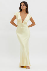 Lucinda V-Neck Twist Back Midi Dress Yellow