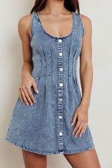 Zurich Sleeveless Denim Mini Dress Washed Blue