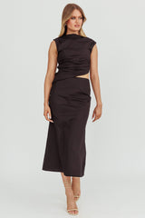 Lorely Boat Neck Cut Out Midi Dress Black