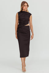 Lorely Boat Neck Cut Out Midi Dress Black