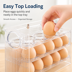 3-Tier Space-Saving Refrigerator Egg Organizer with Date Tracker