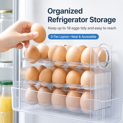 3-Tier Space-Saving Refrigerator Egg Organizer with Date Tracker