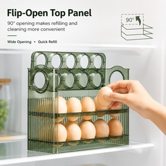 3-Tier Space-Saving Refrigerator Egg Organizer with Date Tracker