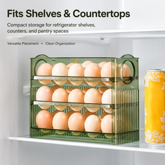 3-Tier Space-Saving Refrigerator Egg Organizer with Date Tracker