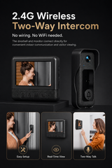 Wireless Video Doorbell with 4.3-Inch Indoor Monitor & Two-Way Intercom