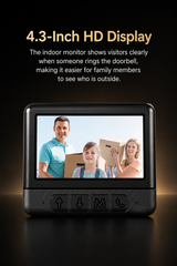 Wireless Video Doorbell with 4.3-Inch Indoor Monitor & Two-Way Intercom