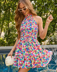 Serafina Floral Halter Mini Dress