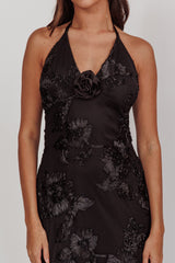 Your Affections Rosette Ribbon Embellished Maxi Dress Black