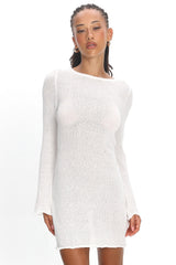 Carousel Backless Knit Mini Dress White