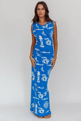 Irene Column Silhouette Maxi Dress Blue