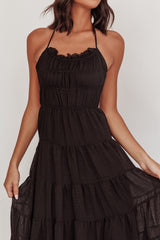 On A High Open Back Maxi Dress Black