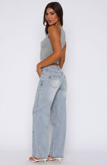 Athina Low Rise Wide Leg Jeans Light Blue Wash
