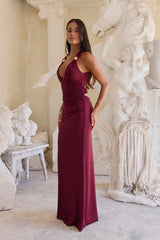 Goddess Glow Maxi Dress Burgundy