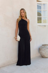 Spun In The Sun One Shoulder Maxi Dress Black