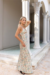 Floral Escape Satin Maxi Dress Multi
