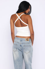 A Minute Later Ribbed Top White