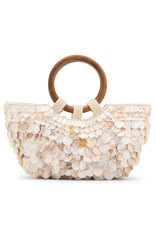 Alessandra Shell Top Handle Bag Cream