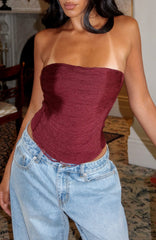 All Too Well Fringe Bustier Burgundy