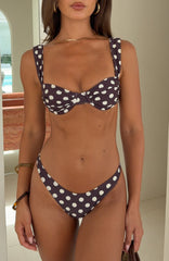 Balia Bikini Top Choc/Cream Polka Dot