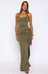 Chasing Stillness Tied Tank Top Olive