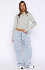 Cindy Cinched Knit Top Grey