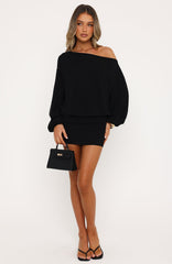 City Glow Off Shoulder Mini Dress Black